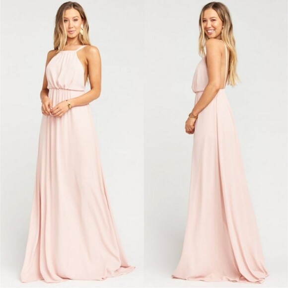 Show Me Your Mumu Amanda Maxi Bridesmaid Dress Dusty Blush Crisp Wedding Prom - Picture 1 of 5